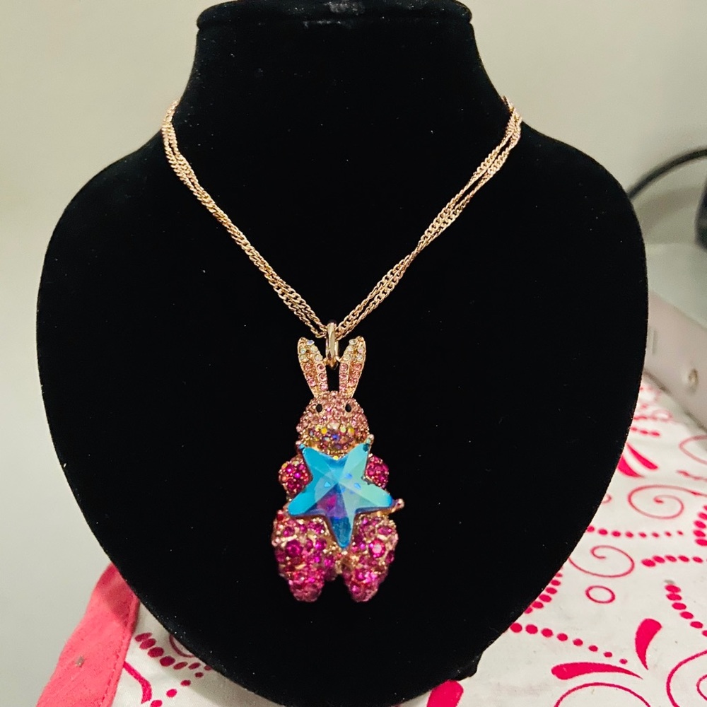 NWT Betsey Johnson Celestial Bunny Necklace
